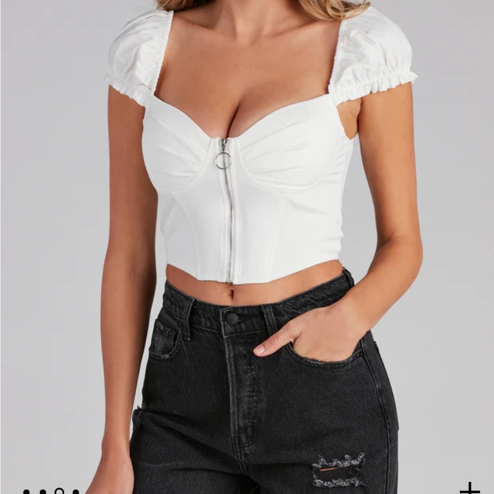 White corset crop top